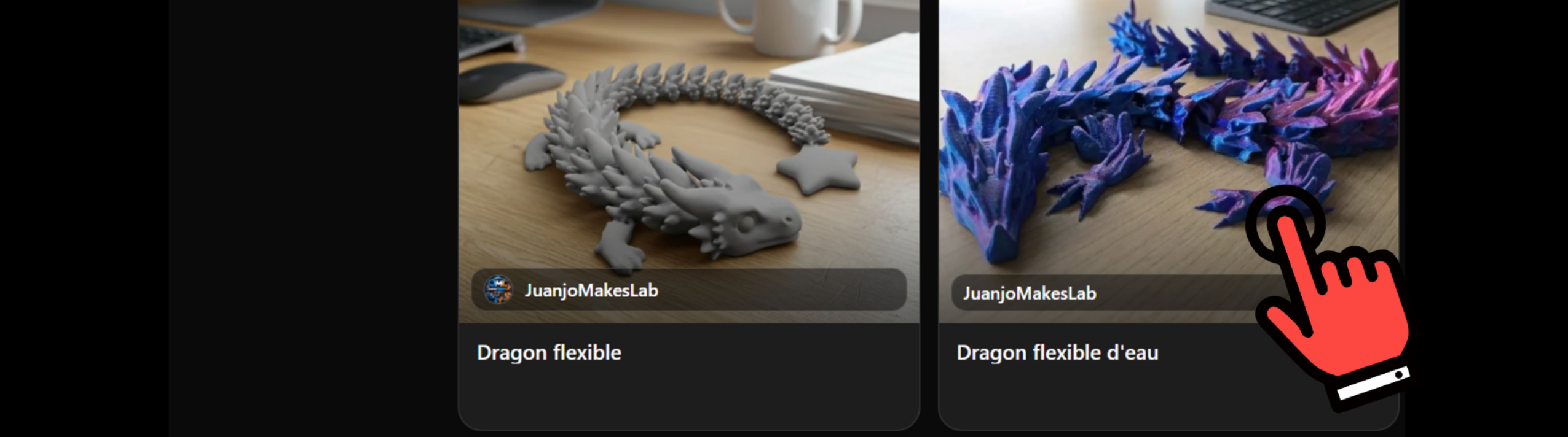 Sélection d'un modèle 3D dans la galerie